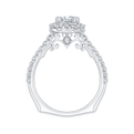 Cushion Cut Diamond Halo Engagement Ring In 14K White Gold (Semi-Mount)