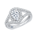 Split Shank Cushion Cut Diamond Halo Engagement Ring in 14K White Gold  (Semi-Mount)