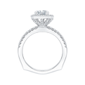 Euro Shank Cushion Cut Diamond Halo Engagement Ring in 14K White Gold (Semi-Mount)