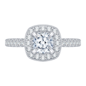 Euro Shank Cushion Cut Diamond Halo Engagement Ring in 14K White Gold (Semi-Mount)