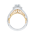 Cushion Cut Diamond Halo Engagement Ring in 14K Two Tone Gold (Semi-Mount)