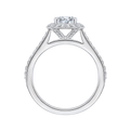 Cushion Cut Diamond Halo Engagement Ring in 14K White Gold (Semi-Mount)