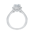 Split Shank Cushion Cut Diamond Halo Engagement Ring in 14K White Gold (Semi-Mount)