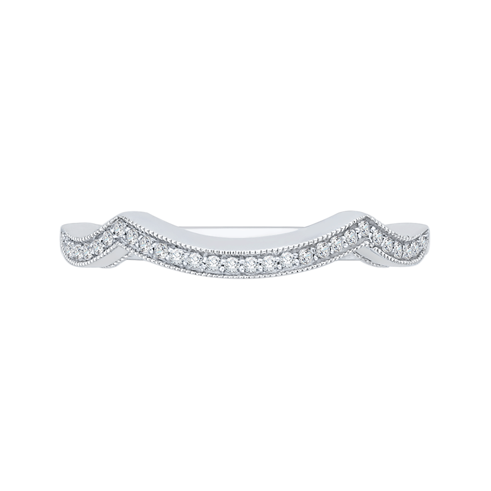 Round Diamond Half-Eternity Wedding Band in 14K White Gold