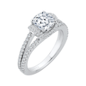 Split Shank Cushion Cut Diamond Engagement Ring in 14K White Gold (Semi-Mount)