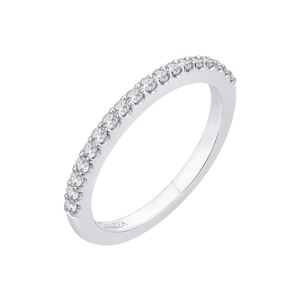 Round Diamond Half-Eternity Wedding Band in 14K White Gold