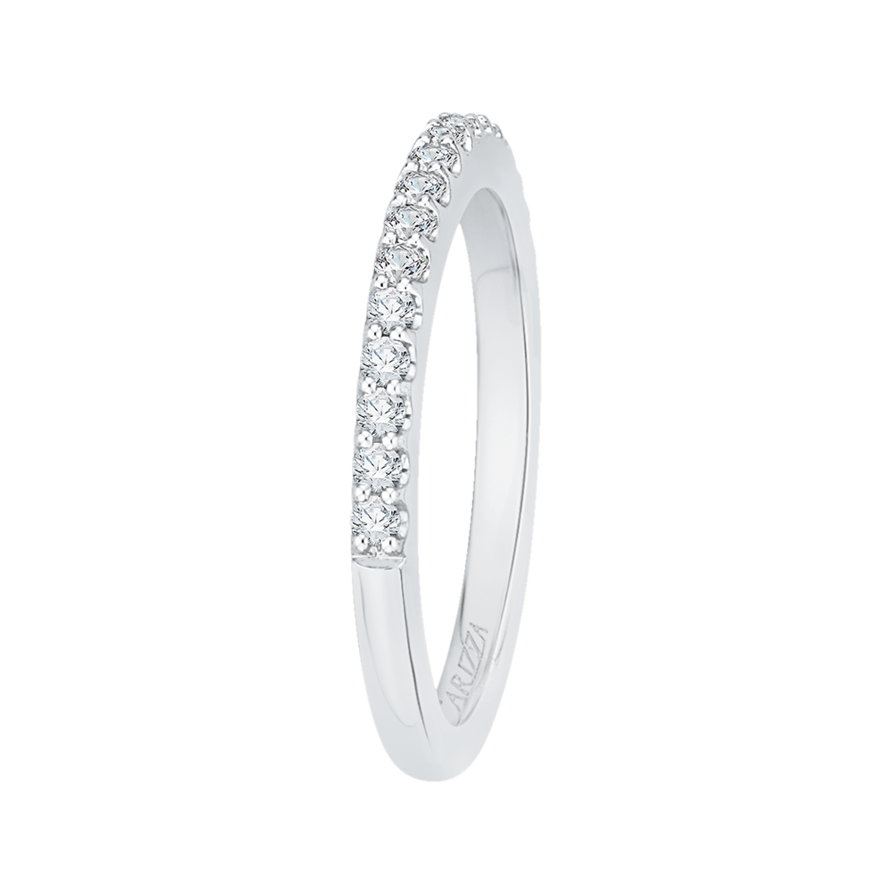 Round Diamond Half-Eternity Wedding Band in 14K White Gold