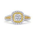 Split Shank Cushion Cut Diamond Double Halo Engagement Ring in 14K Two Tone Gold (Semi-Mount)