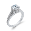 Cushion Cut Diamond Cathedral Style Engagement Ring in 14K White Gold (Semi-Mount)