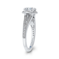 Cushion Cut Diamond Cathedral Style Engagement Ring in 14K White Gold (Semi-Mount)