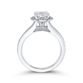 Cushion Cut Diamond Cathedral Style Engagement Ring in 14K White Gold (Semi-Mount)