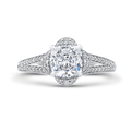 Cushion Cut Diamond Cathedral Style Engagement Ring in 14K White Gold (Semi-Mount)