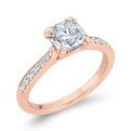 Cushion Cut Diamond Solitaire Plus Engagement Ring in 14K Rose Gold (Semi-Mount)