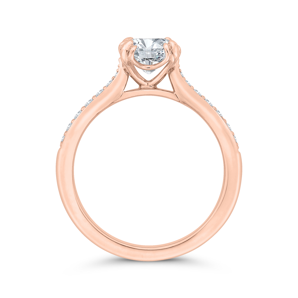 Cushion Cut Diamond Solitaire Plus Engagement Ring in 14K Rose Gold (Semi-Mount)