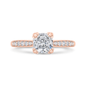 Cushion Cut Diamond Solitaire Plus Engagement Ring in 14K Rose Gold (Semi-Mount)