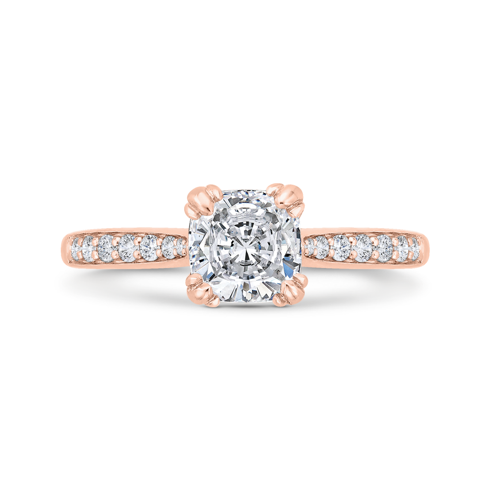 Cushion Cut Diamond Solitaire Plus Engagement Ring in 14K Rose Gold (Semi-Mount)