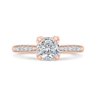 Cushion Cut Diamond Solitaire Plus Engagement Ring in 14K Rose Gold (Semi-Mount)