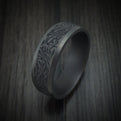 Darkened Tantalum Marble Design Band Custom Made Men's Ring