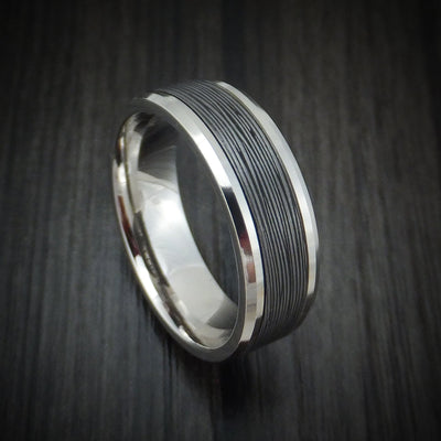 Tantalum and Bark Textured 14K White Gold Men's Ring