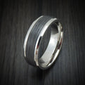 Tantalum and Bark Textured 14K White Gold Men's Ring