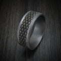 Tantalum and Dragon Scale Textured 14K White Gold Men's Ring