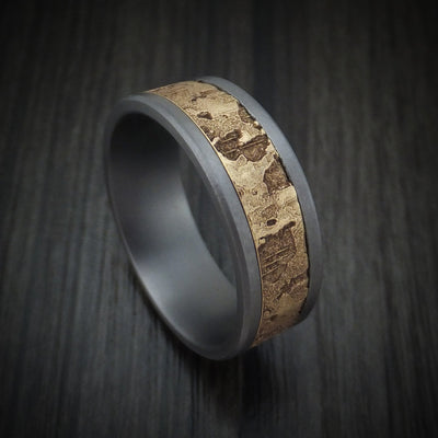 Tantalum and Textured 14K Yellow Gold Men's Ring