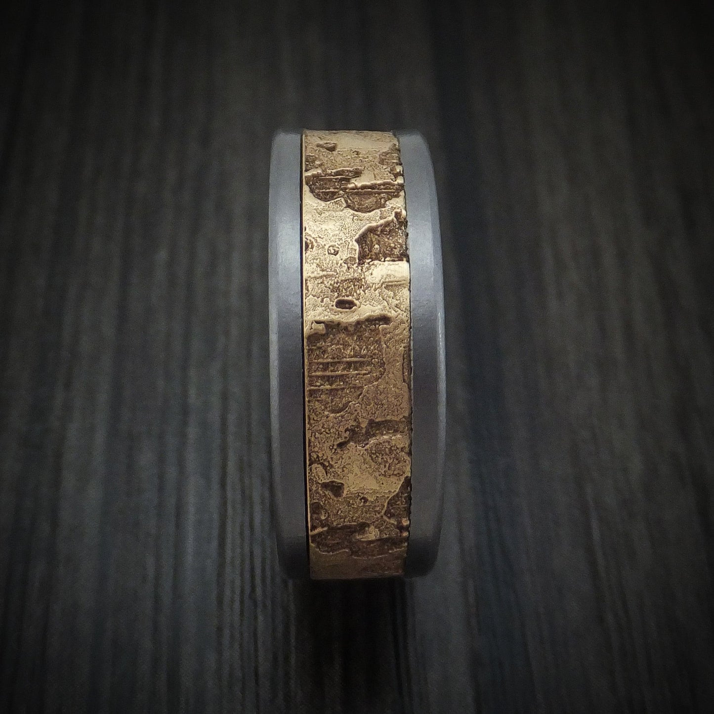 Tantalum and Textured 14K Yellow Gold Men's Ring