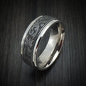 14K White Gold and Floral Design Tantalum Men's Ring