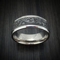 14K White Gold and Floral Design Tantalum Men's Ring