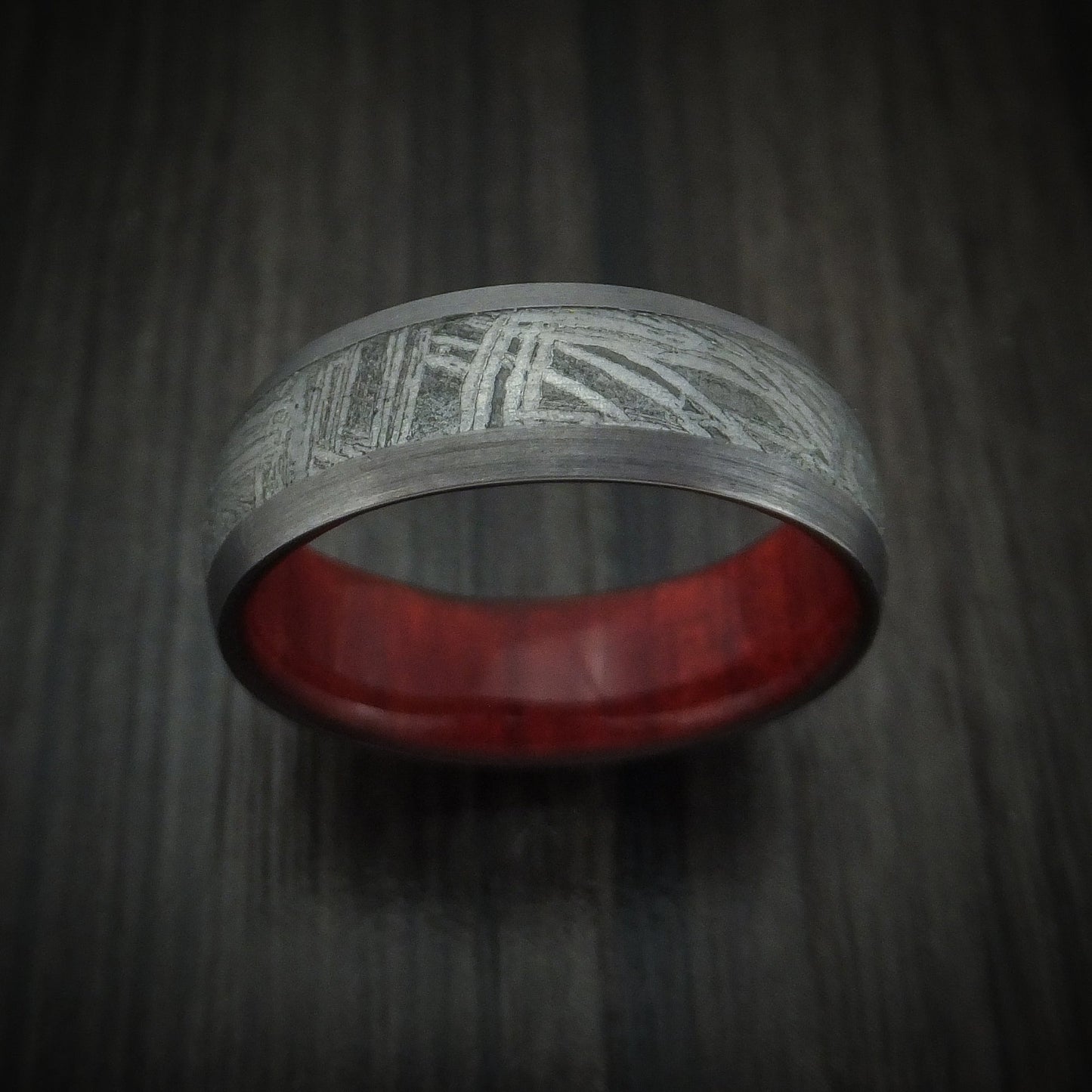 Tantalum and Meteorite Men's Ring with Hardwood Sleeve Custom Made