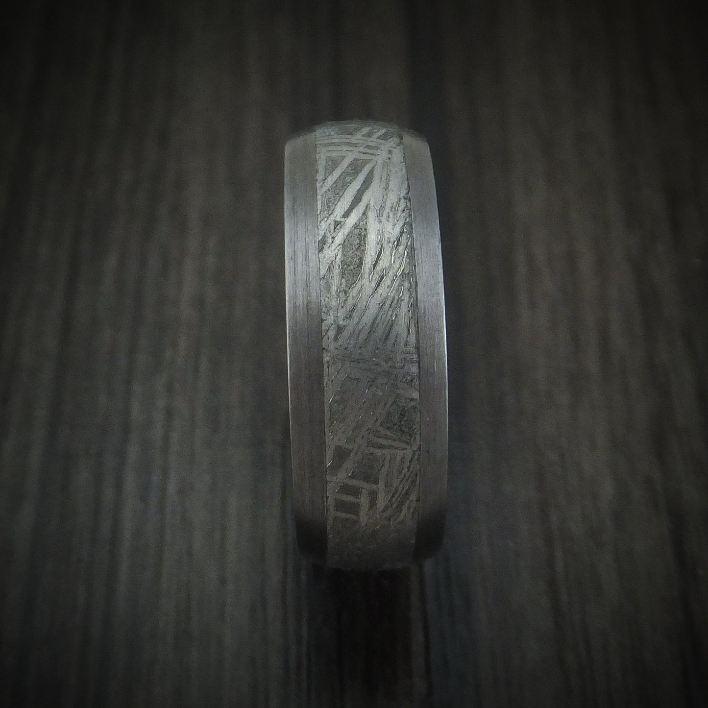 Tantalum and Meteorite Men's Ring with Hardwood Sleeve Custom Made