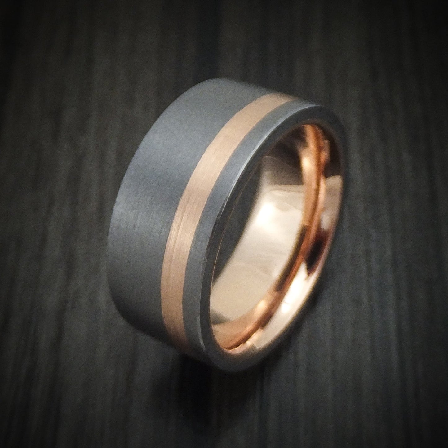 Tantalum and 14K Gold Men's Ring with Inlay and Sleeve