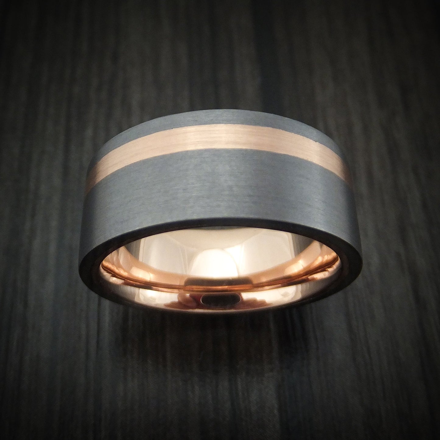 Tantalum and 14K Gold Men's Ring with Inlay and Sleeve