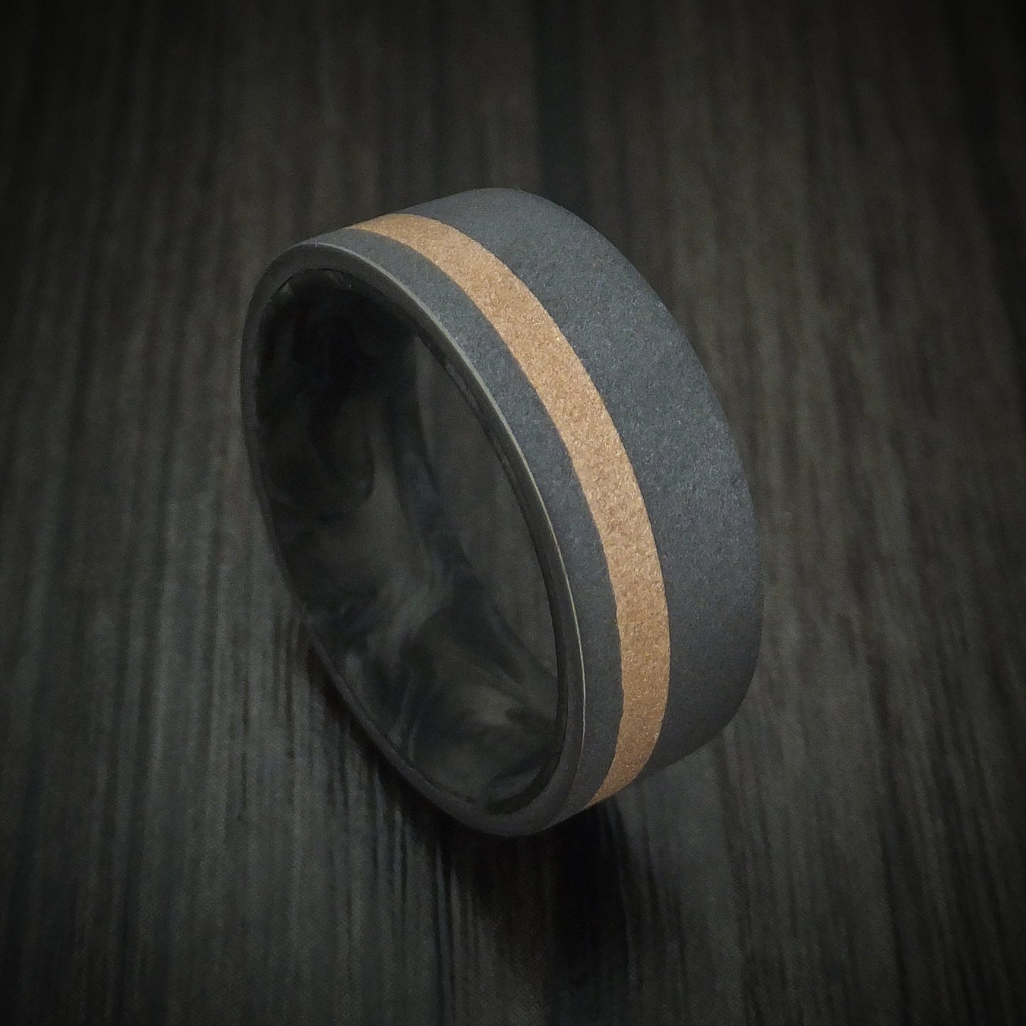 Tantalum Men's Ring with 18K Gold and Forged Carbon Fiber