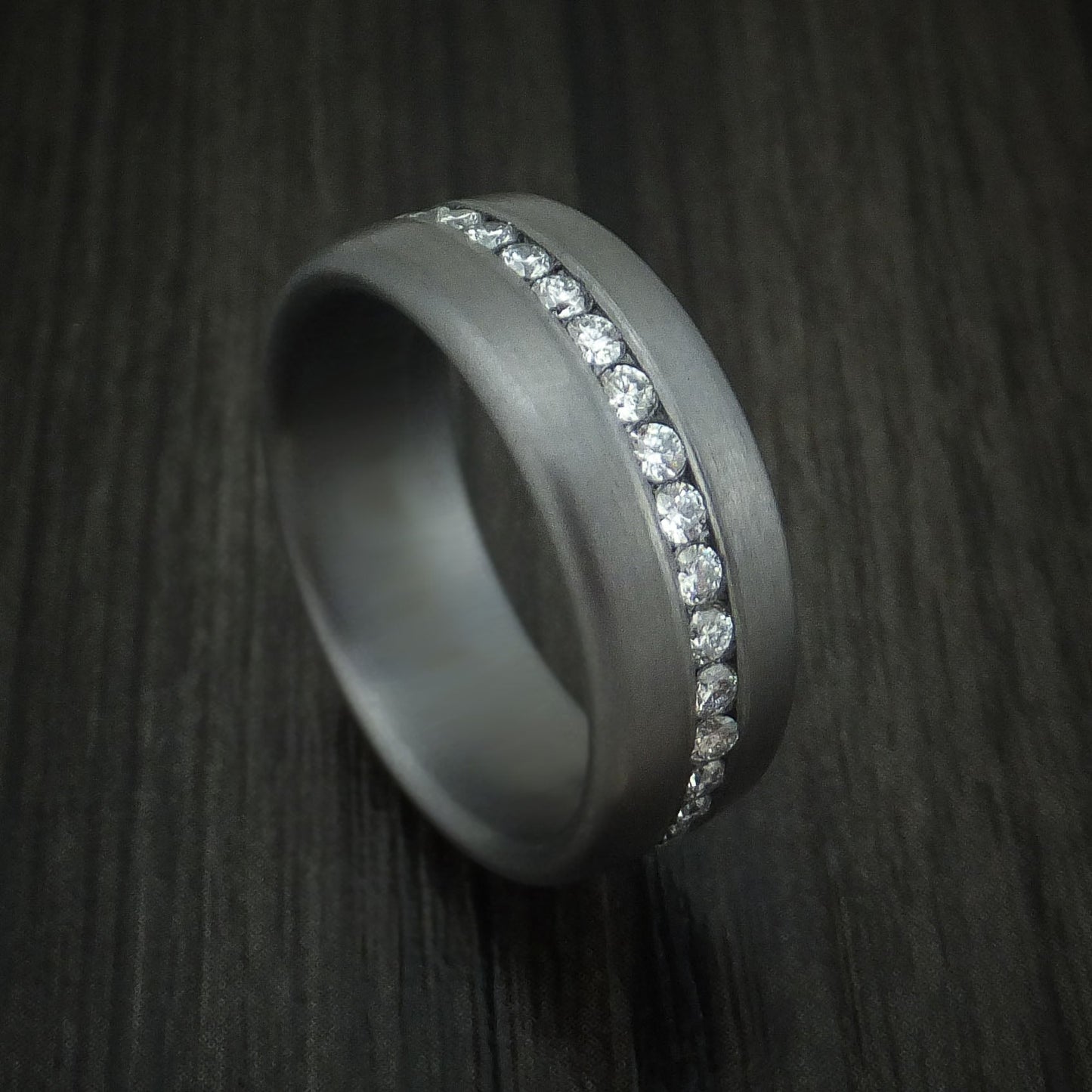 Tantalum Band with Satin Finish and Diamonds Custom Made Men's Ring