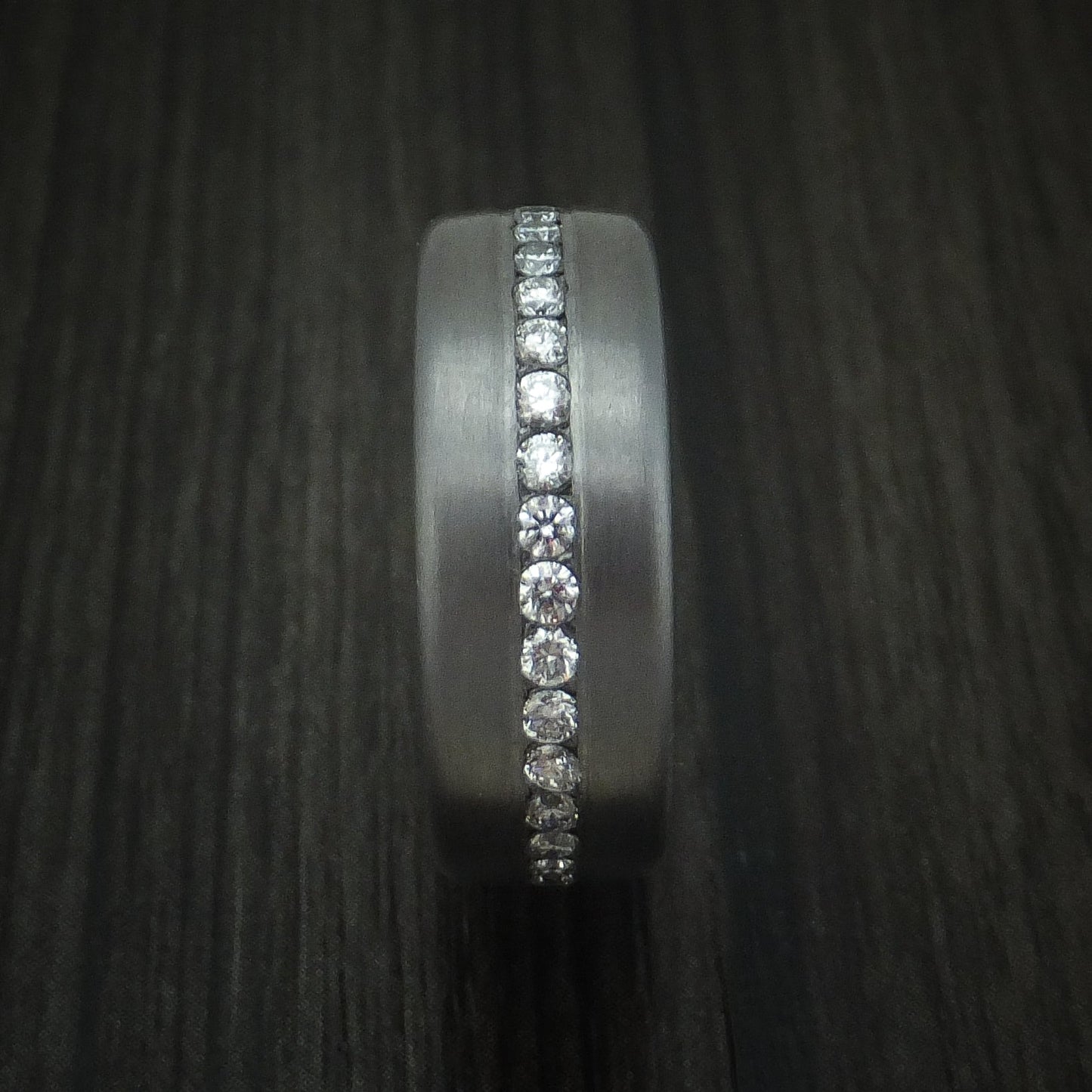 Tantalum Band with Satin Finish and Diamonds Custom Made Men's Ring