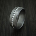 Tantalum Band with Satin Finish and Diamonds Custom Made Men's Ring