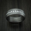 Tantalum Band with Satin Finish and Diamonds Custom Made Men's Ring