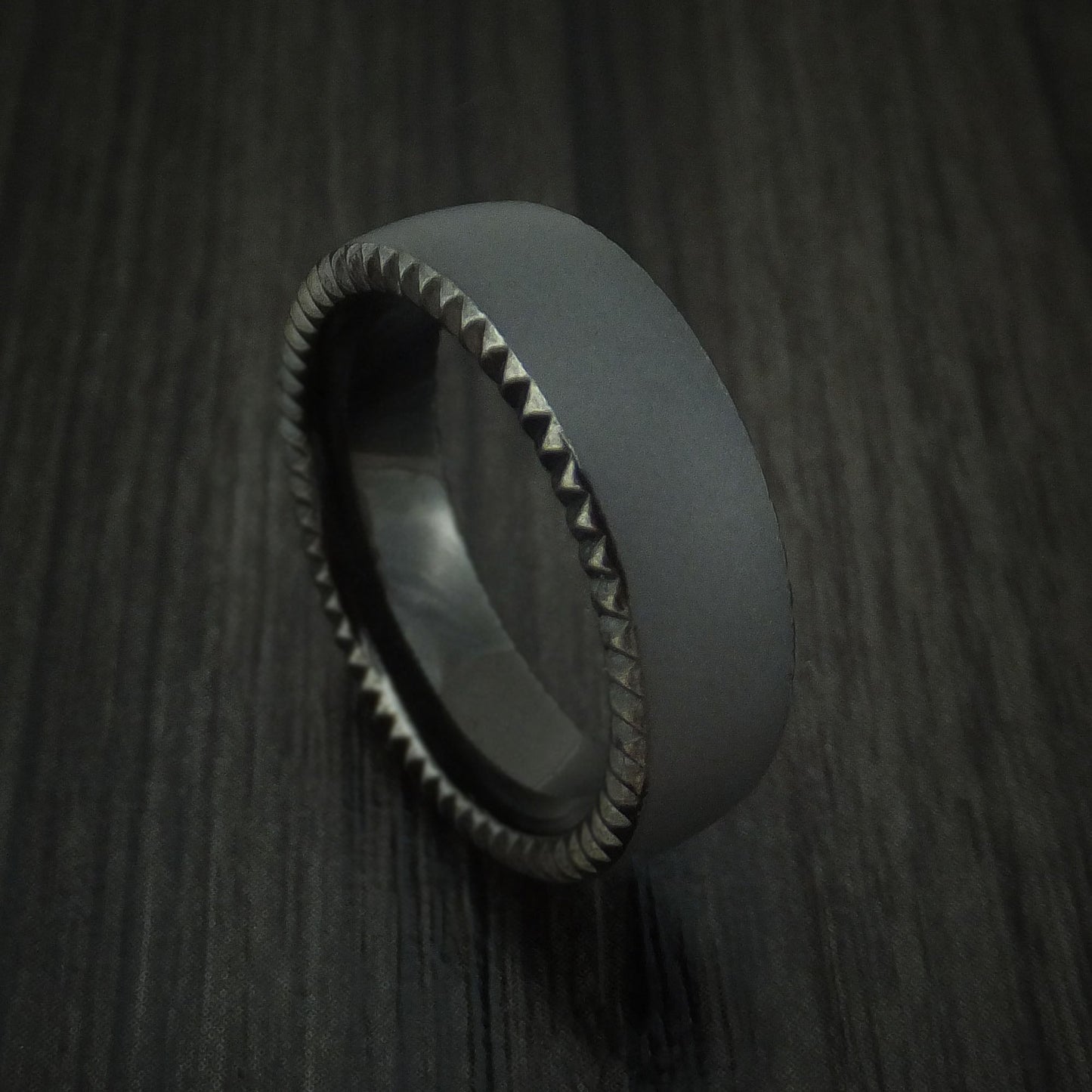 Darkened Tantalum Coin Edge Band Custom Made Men's Ring