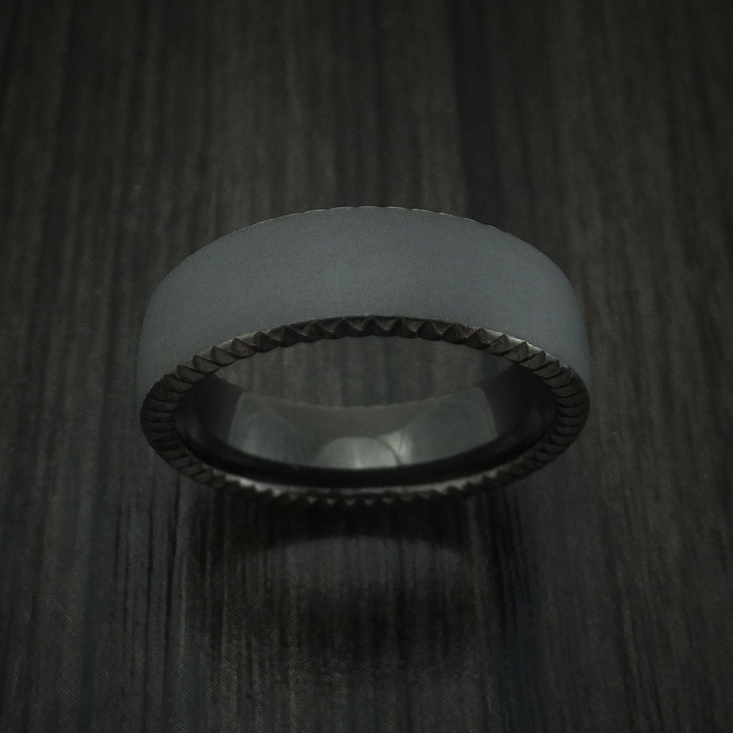 Darkened Tantalum Coin Edge Band Custom Made Men's Ring