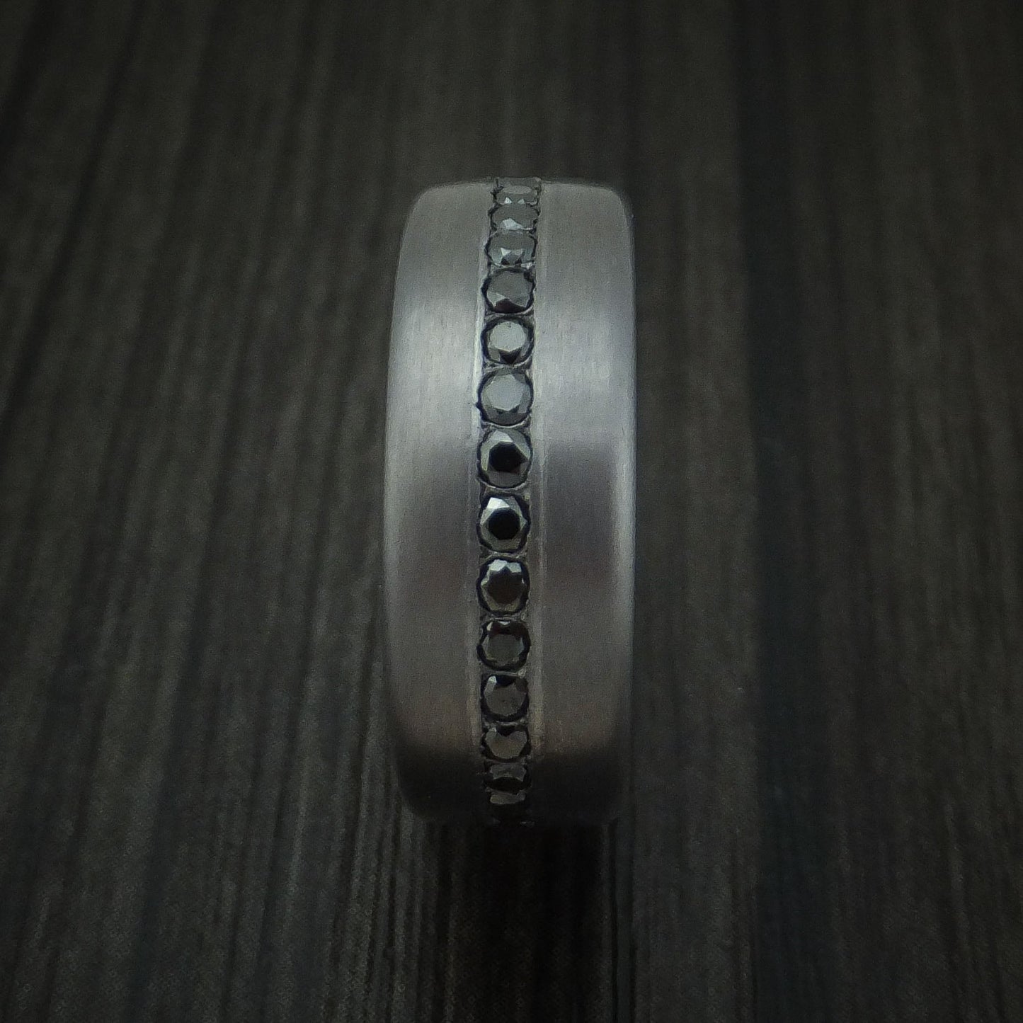 Tantalum Band with Satin Finish and Black Diamonds Custom Made Men's Ring