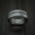 Tantalum Band with Satin Finish and Black Diamonds Custom Made Men's Ring