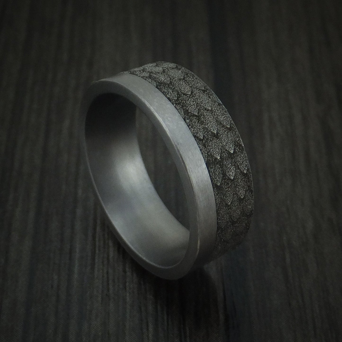 Textured Tantalum and Black Titanium Custom Made Men's Band