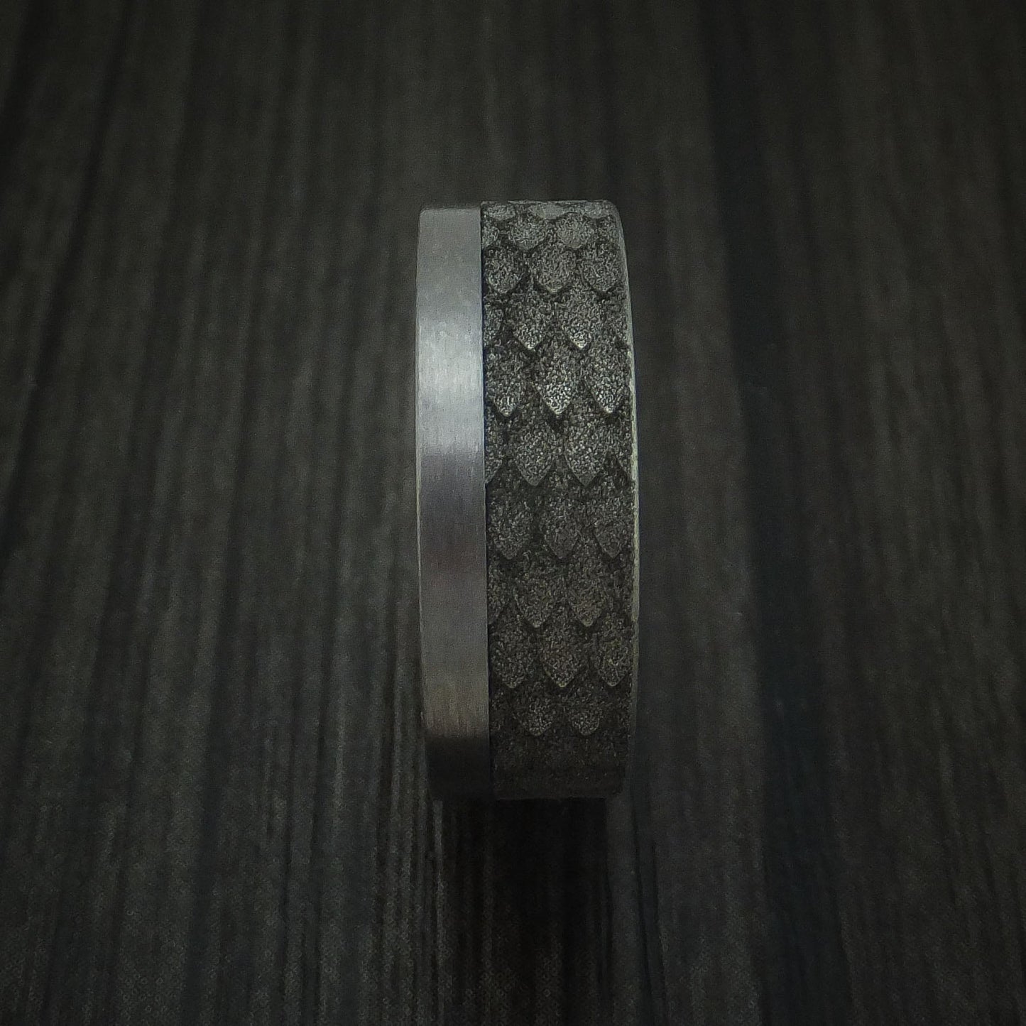 Textured Tantalum and Black Titanium Custom Made Men's Band