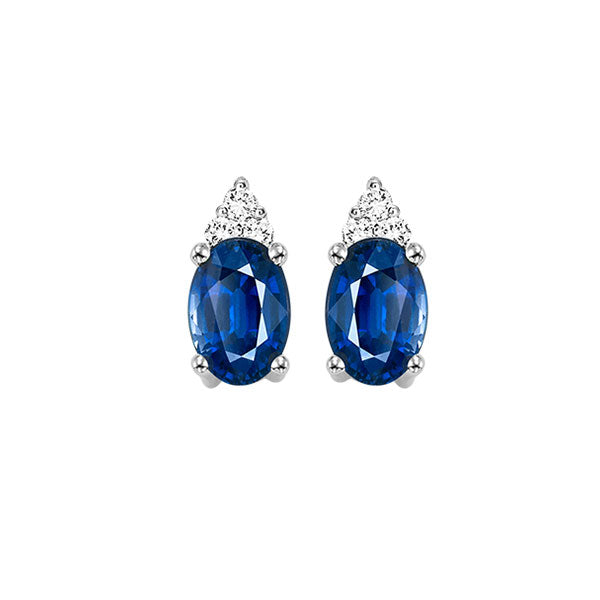 10Kt White Gold Diamond 1/20Ctw & Sapphire 1/4Ctw Earring