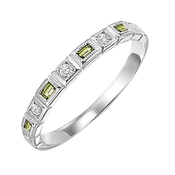 10Kt White Gold Diamond 1/10Ctw & Peridot 1/7Ctw Ring