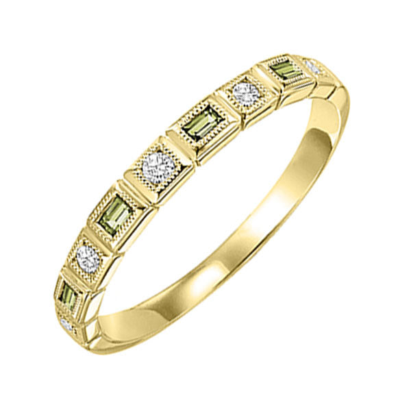 10Kt Yellow Gold Diamond 1/10Ctw & Peridot 1/7Ctw Ring