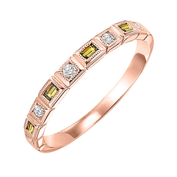 10Kt Rose Gold Diamond 1/10Ctw & Citrine 1/8Ctw Ring