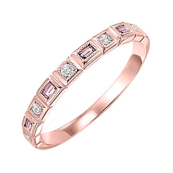 14Kt Rose Gold Diamond 1/12Ctw & Pink Tourmaline 1/8Ctw Ring