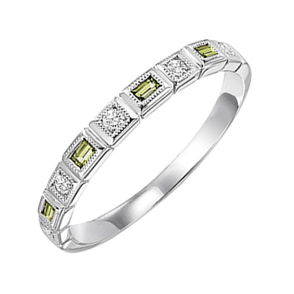 14Kt White Gold Diamond 1/12Ctw & Peridot 1/7Ctw Ring